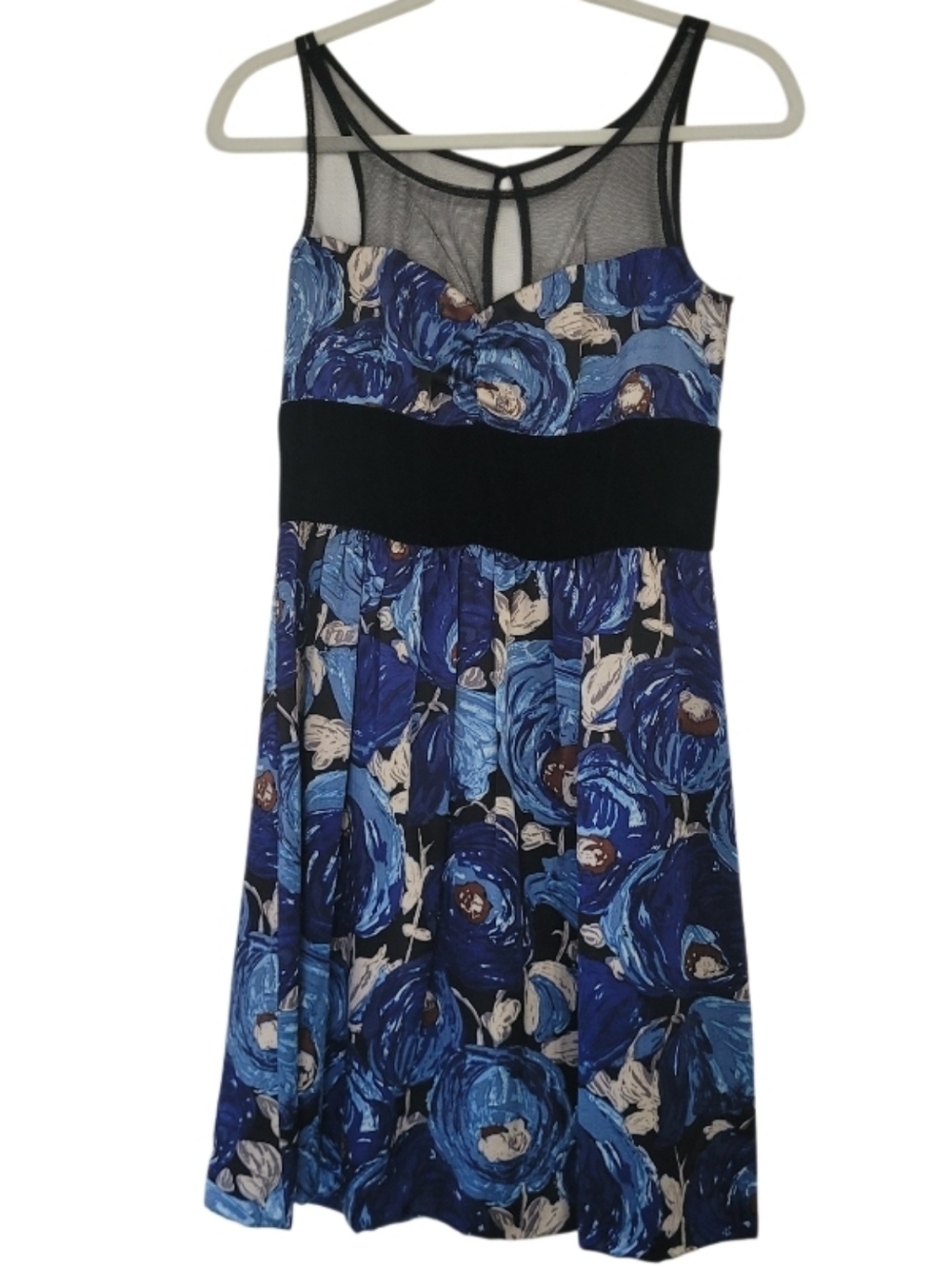 Floral Silk Mini Dress Mesh Velvet Cocktail Party Whimsy Fairy Sleeveless Size 4